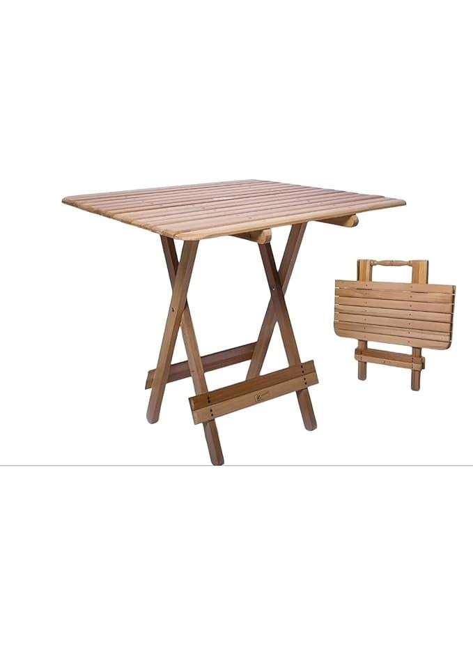 هومز ترابيزة خشبية قابلة للطي لون بيج قوية التحمل متعددة الاستخدامات طاولة قابلة للطي للمطبخ والحديقة والنزهات والتخييم والعمل المنزلي تصميم موفر للمساحة سهل التخزين ثابتة ومتينة موديل - Image 1